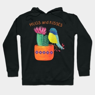 Cactus, bird, hugs and kisses Hoodie